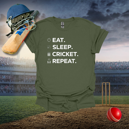 Eat Sleep Cricket Repeat T-Shirt
